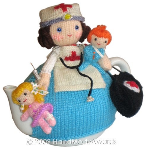 Sweet NURSE with CHILDREN Tea Cosy Email Crochet PATTERN