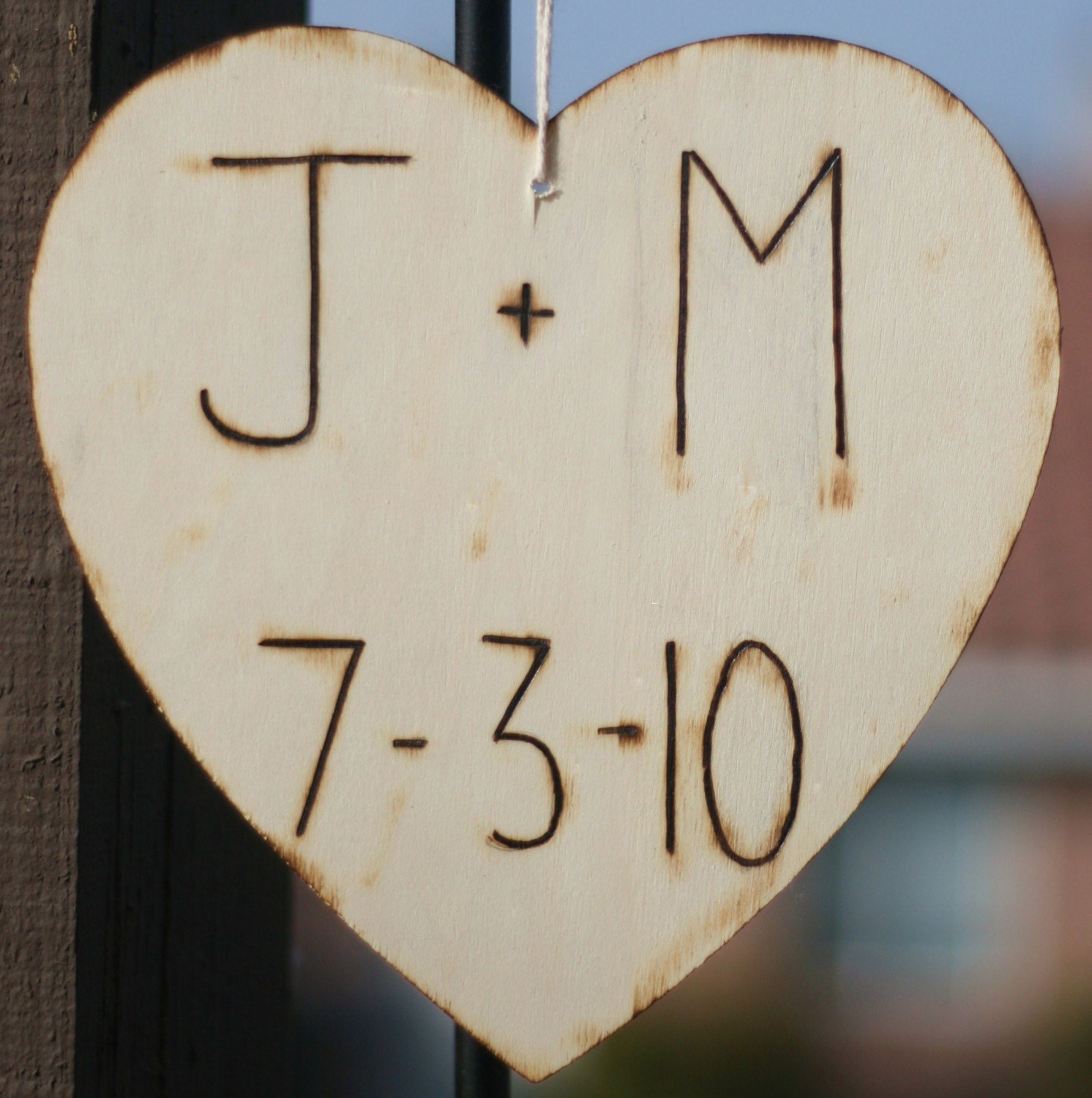 Personalized Custom Engraved Wood Heart Wedding Sign Photo Booth Prop Rustic (item E10132)