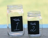 SET OF 12 Upcycled Glass Jars With Chalkboard Fronts Candle Holder Vases Table Numbers