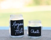 SET of 100 Wedding Place Name Escort Cards Upcycled Glass Jars With Chalkboard Fronts Tea Light Candle Holder Vases