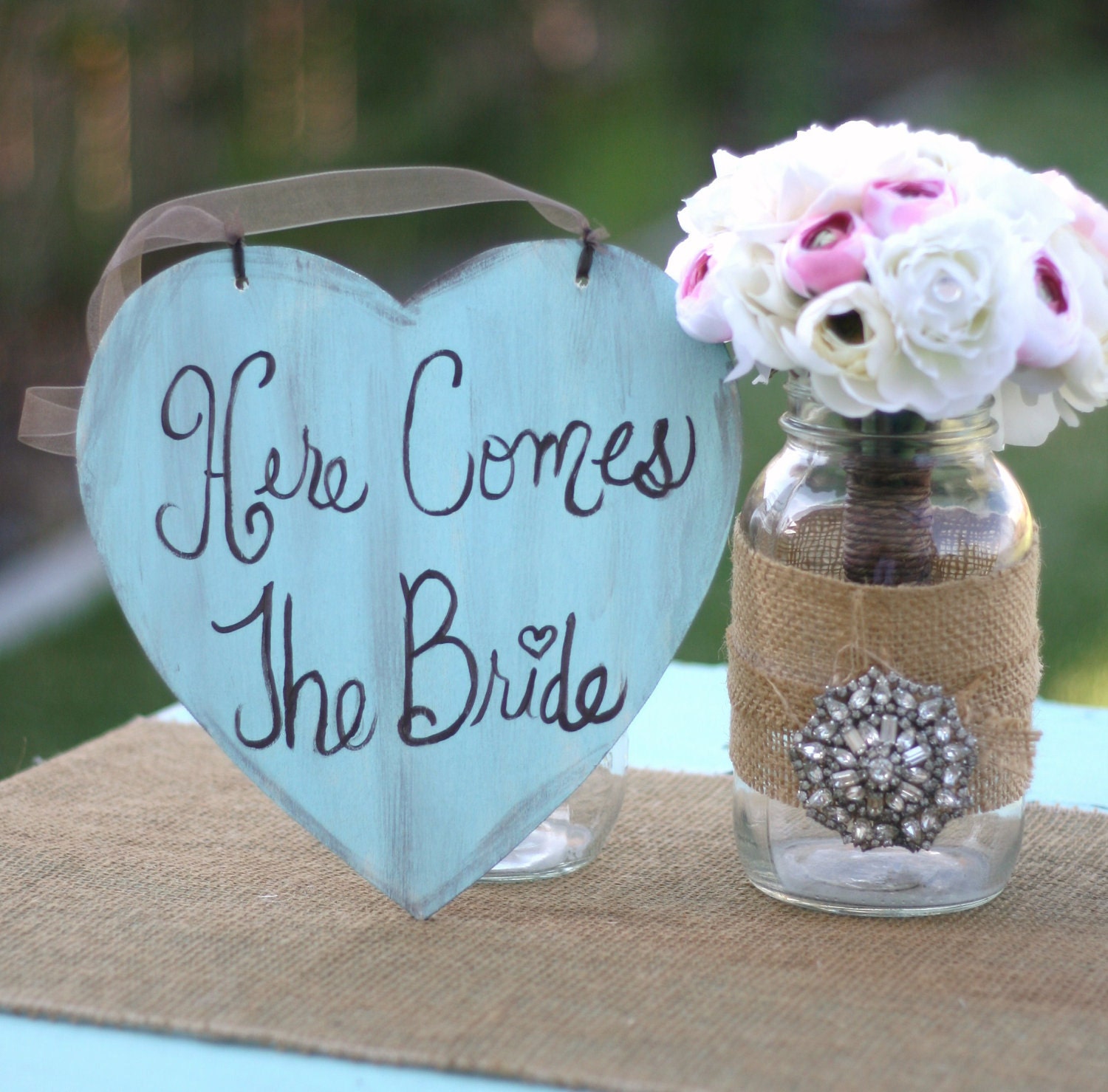 Here Comes The Bride Sign Shabby Chic Wedding Decor (item P10072)