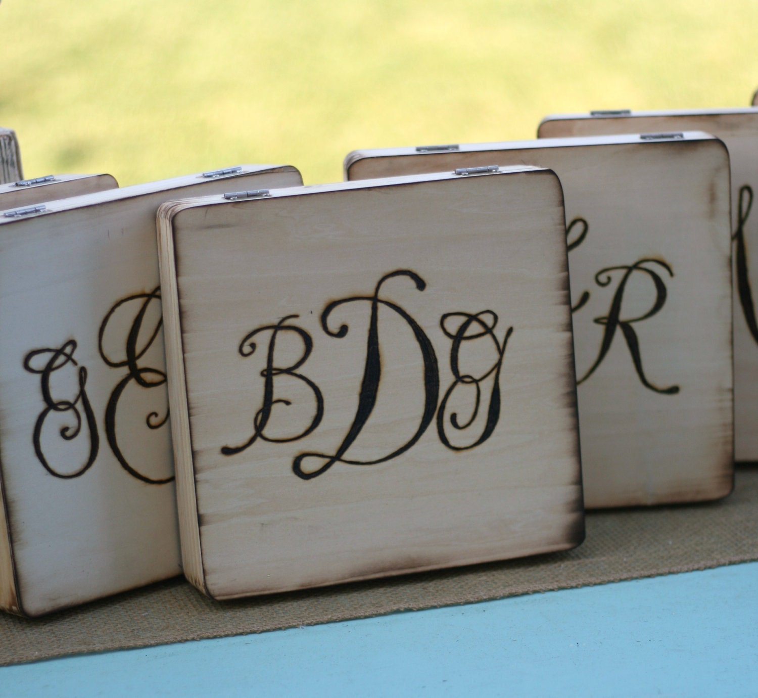 Set of 6 Hand Engraved Wood Rustic Wood Cigar Boxes Gift For Groomsmen Best Man Monogrammed