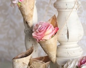 SET OF 6 Mini Rustic Birch Bark Flower Holder Cones Decor (item M10473)
