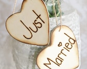 Rustic Just Married Sign Wedding Photo Prop Engraved Wood