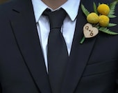 Personalized Wood Heart Pin Boutonniere