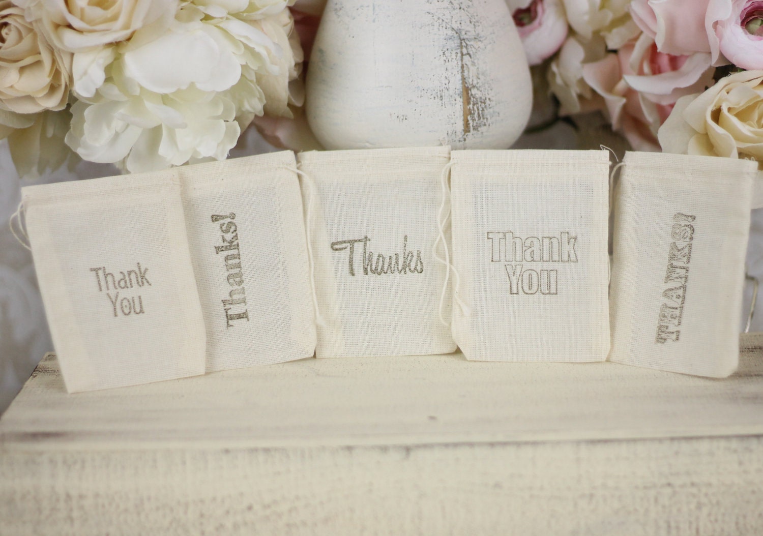 Wedding Favor Bags Thank You Rustic Shabby Chic Candy Bags Dessert Bar SET of 50