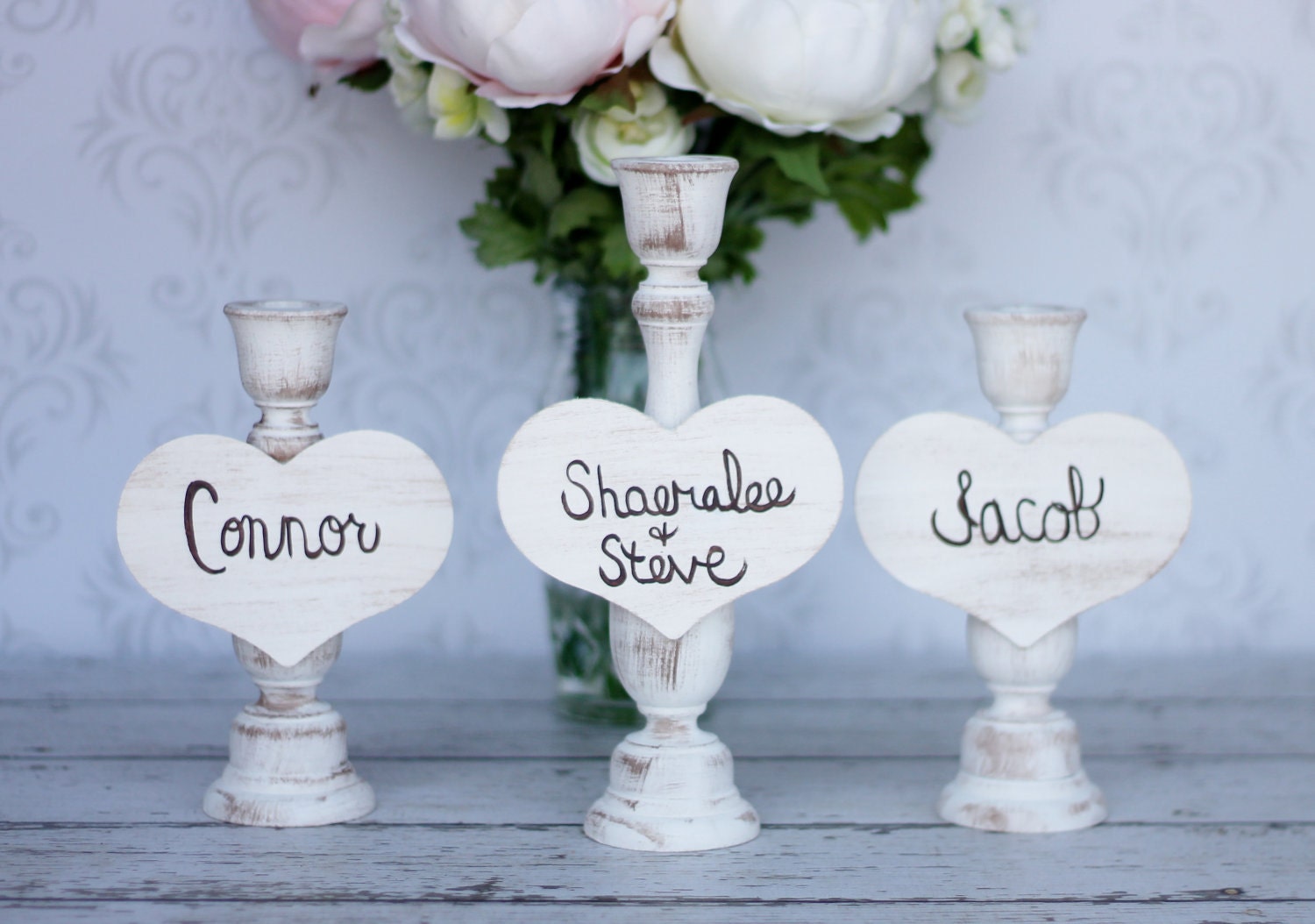 Wedding Unity Candle Set For Blended Family Shabby Chic Decor (item P10516)