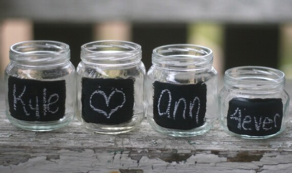 Garden Party Glass Jars With Chalkboard Fronts Rustic Chic (item M10394)