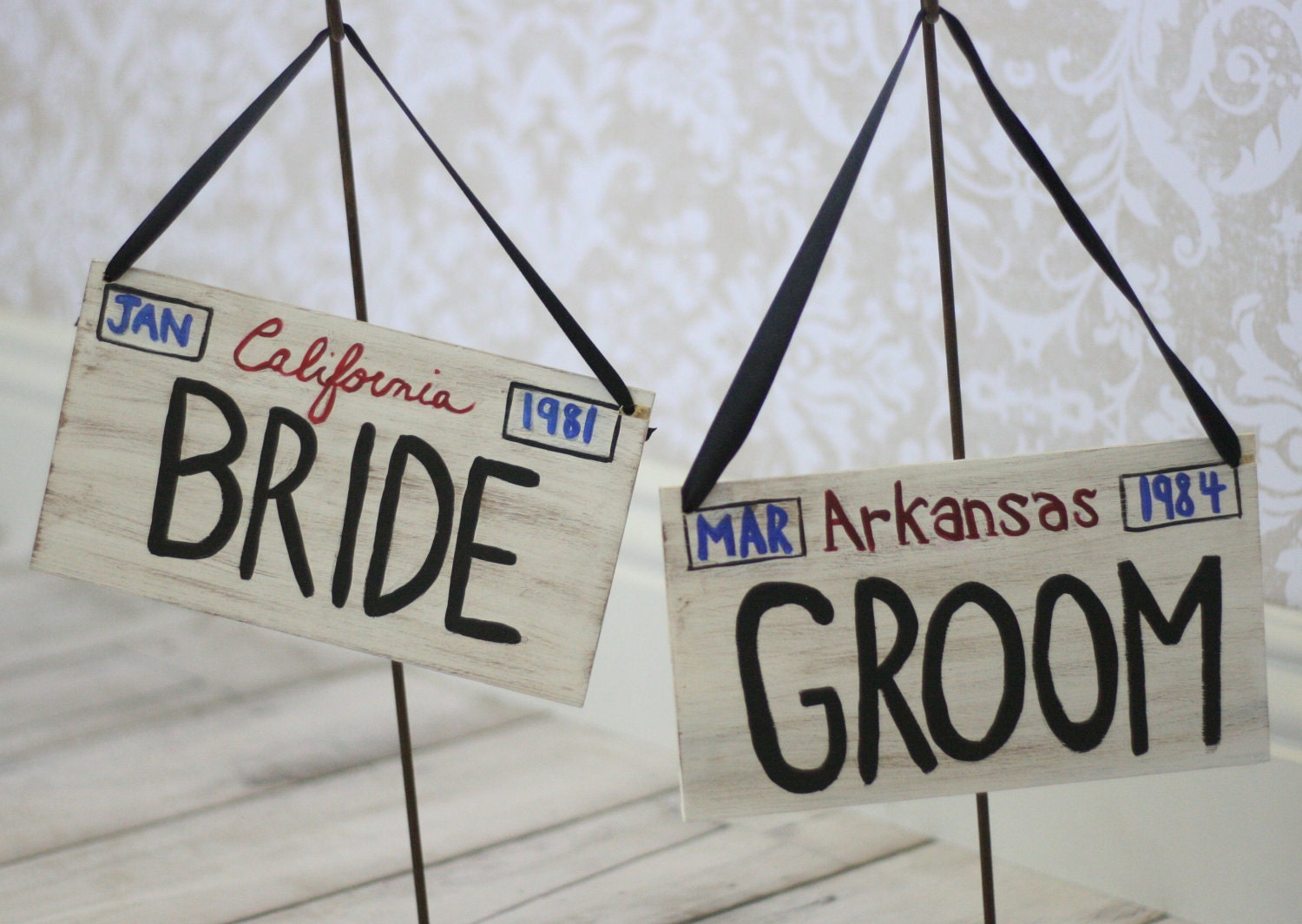 Bride and Groom Chair Signs Custom Wedding Decor (item P10291)