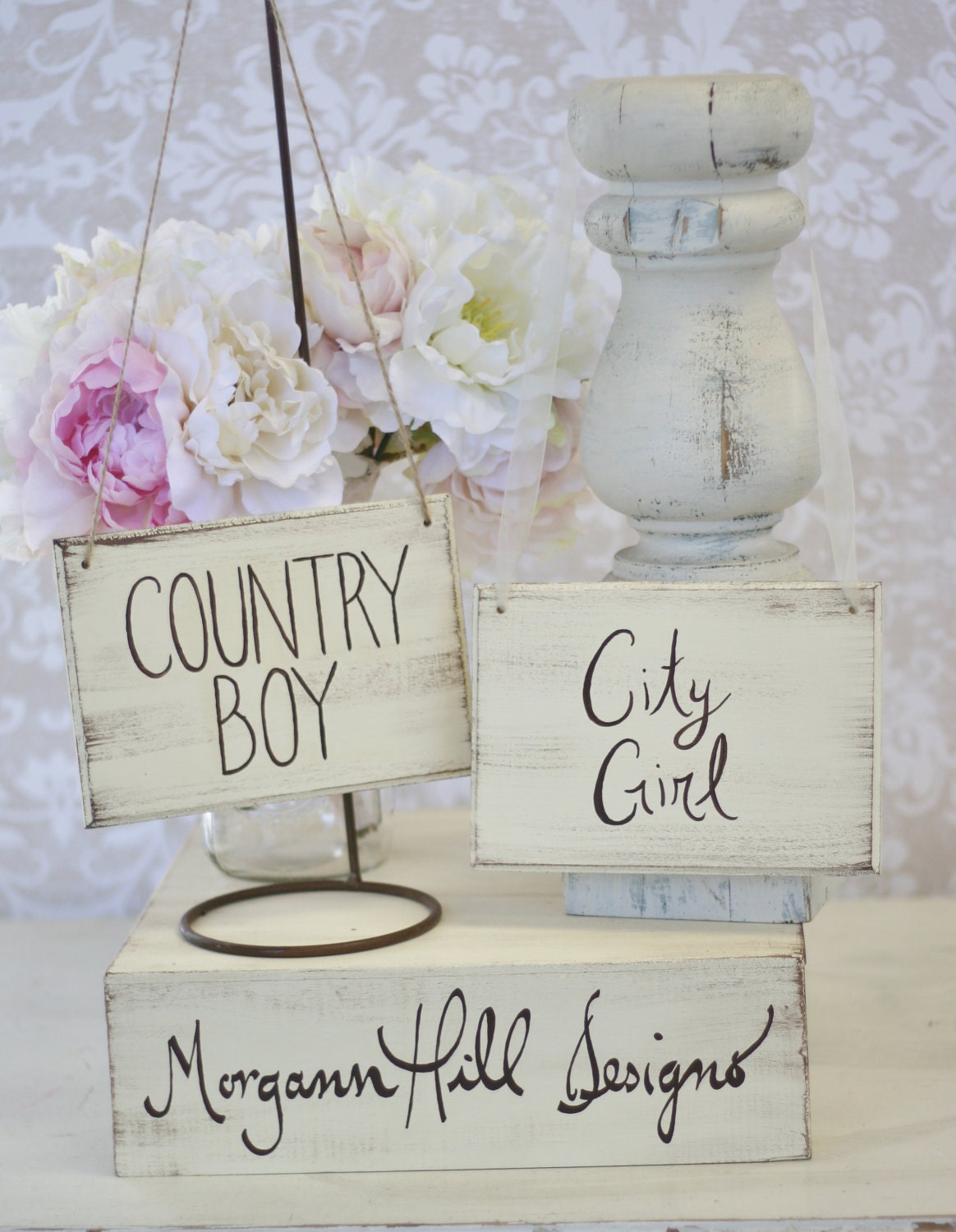 Bride and Groom Chair Signs Rustic Chic Wedding Morgann Hill Designs