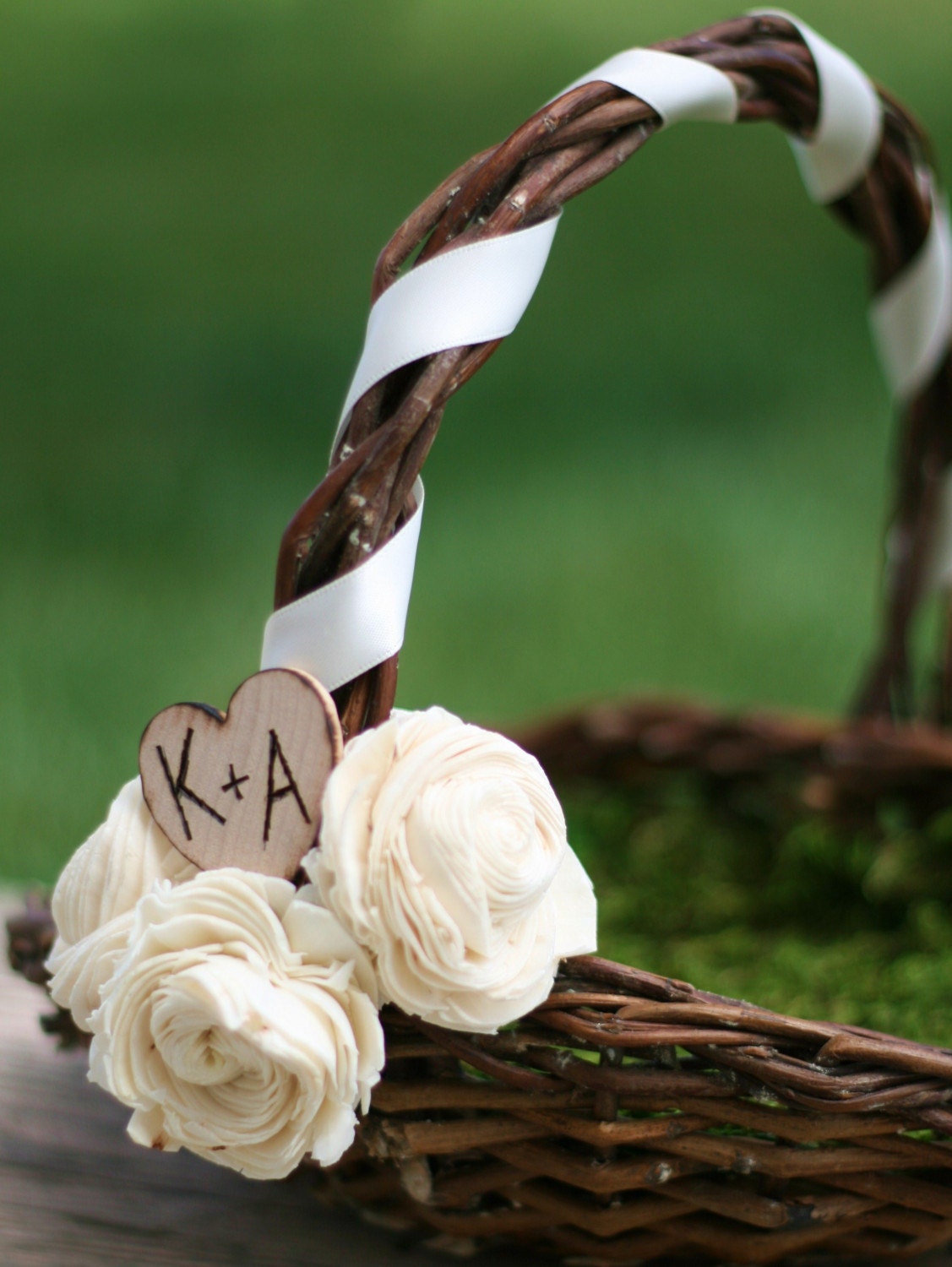 Personalized Flower Girl Basket Woodland Rustic Outdoor Summer Chic