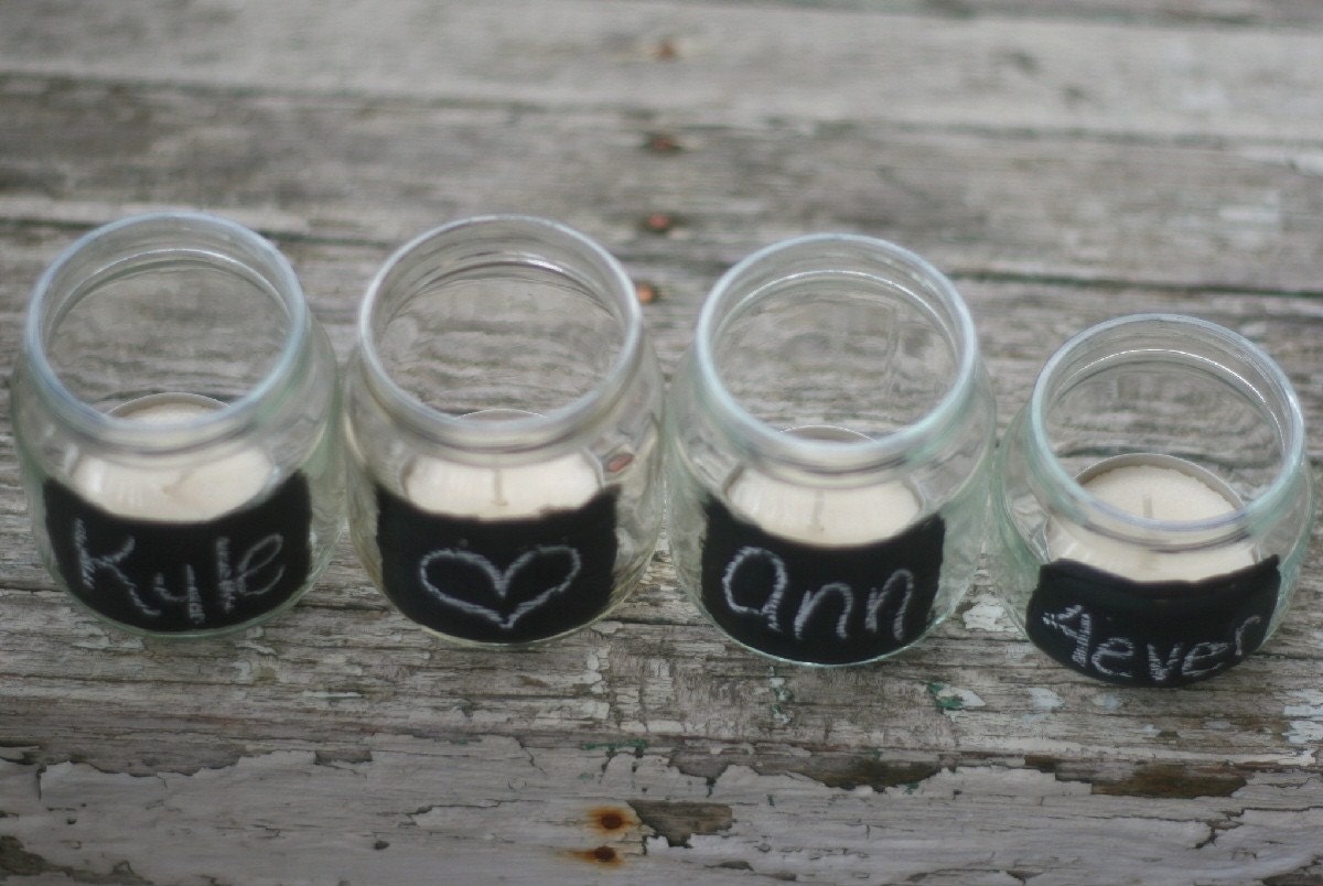 Garden Party Glass Jars With Chalkboard Fronts Rustic Chic (item M10394)