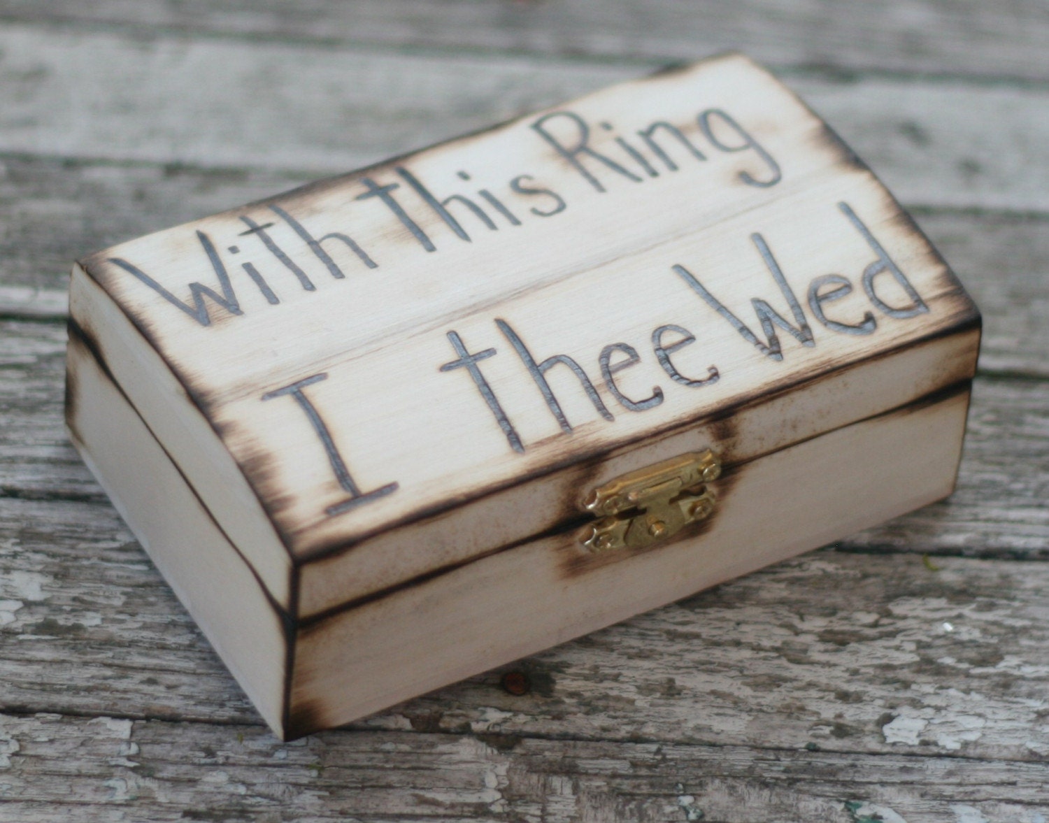 Rustic Ring Bearer Pillow Engraved Wood Box With This Ring I Thee Wed ORIGINAL Morgann Hill Designs