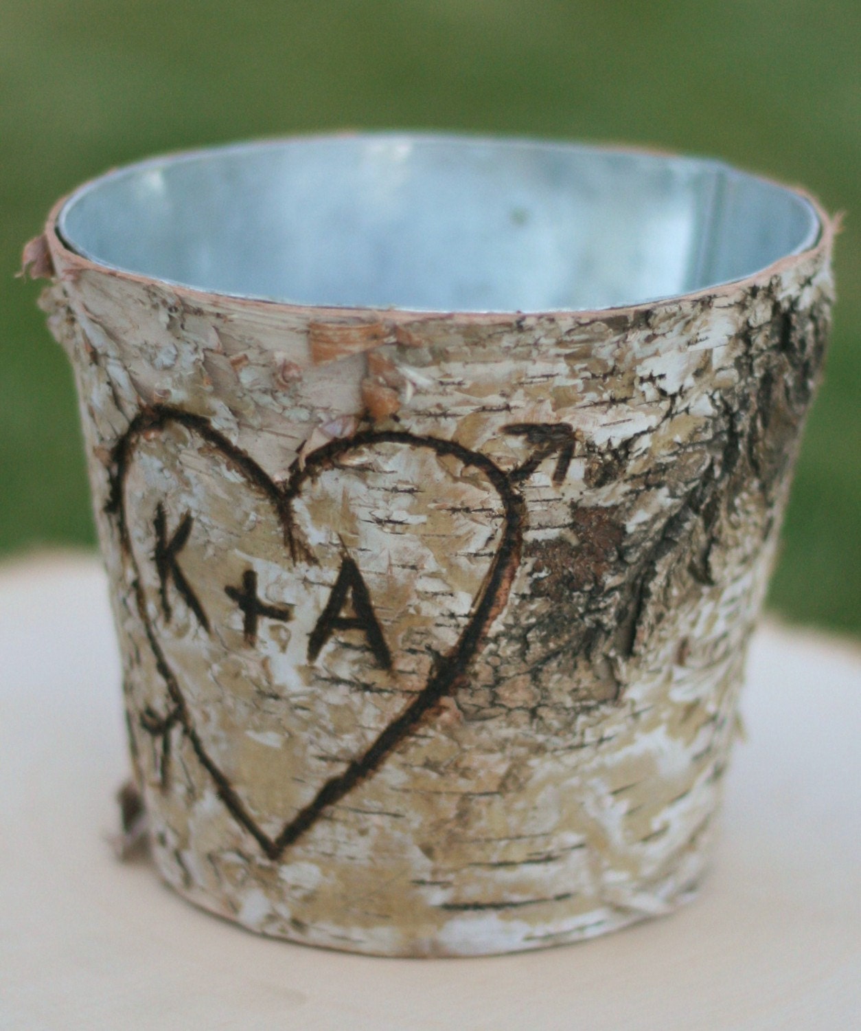 Short Birch Vase Centerpiece Flower Arrangement Holder Rustic Wedding Decor