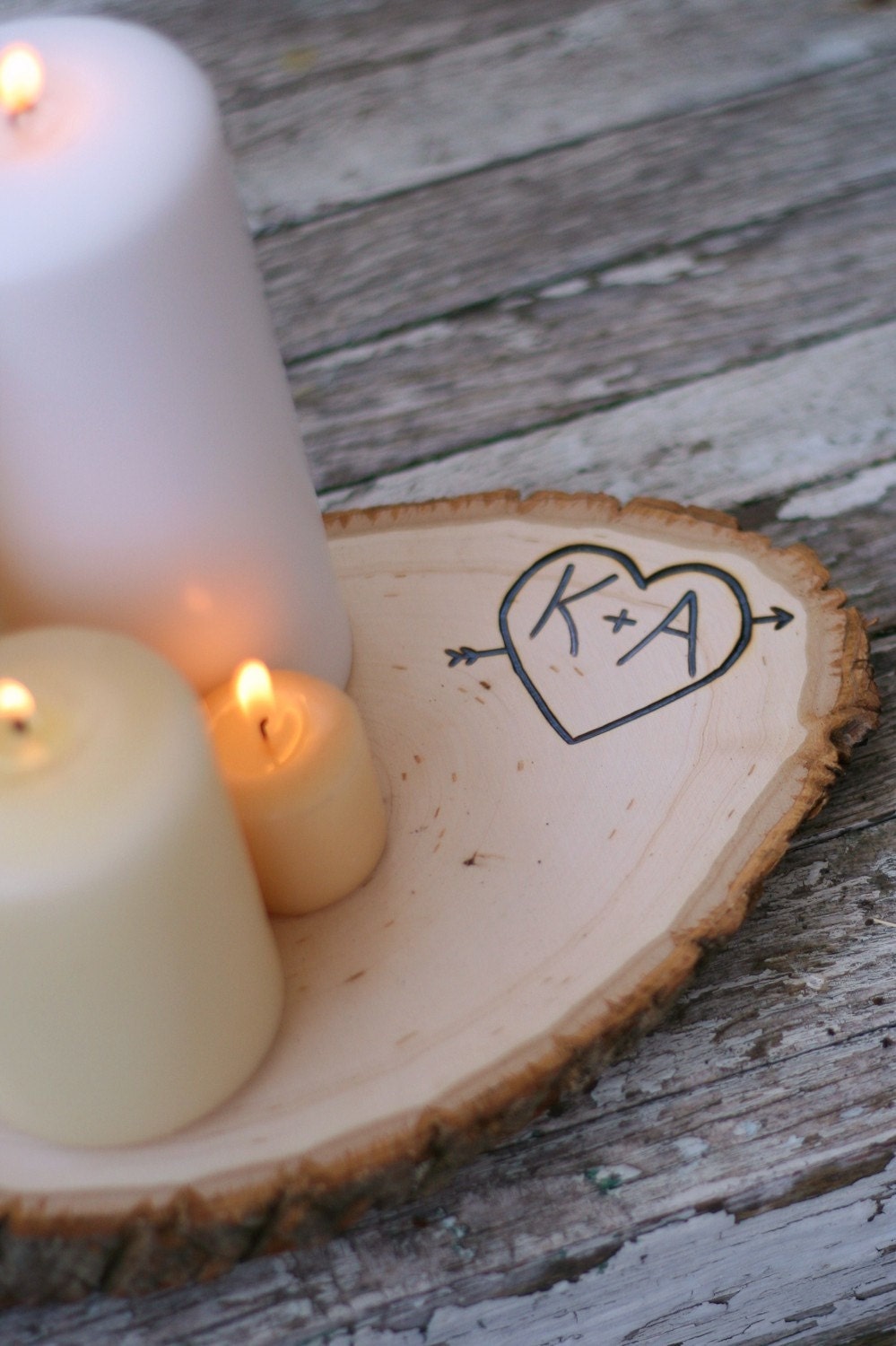 Personalized Wood Tree Slice Wedding Centerpiece (item E10298)
