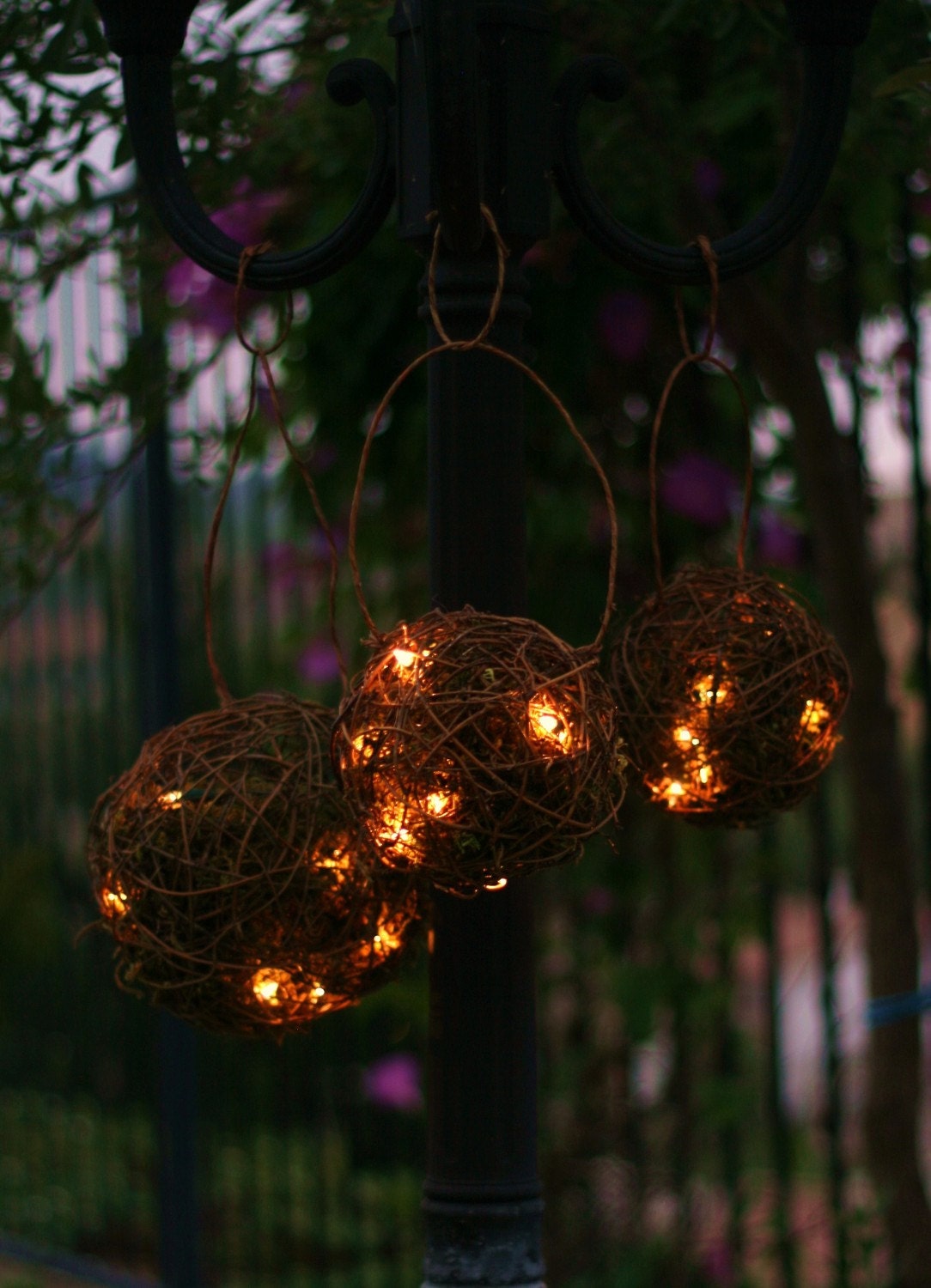 SET of 3 Outdoor Rustic Wedding Decoration Firefly Lightning Bug Lanterns (item M10118)