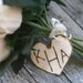 Rustic Wedding Bouquet Charm Personalized Wood Heart (item E10542)