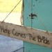Rustic Hand Engraved Here Comes The Bride Sign Photo Prop (item E10328)