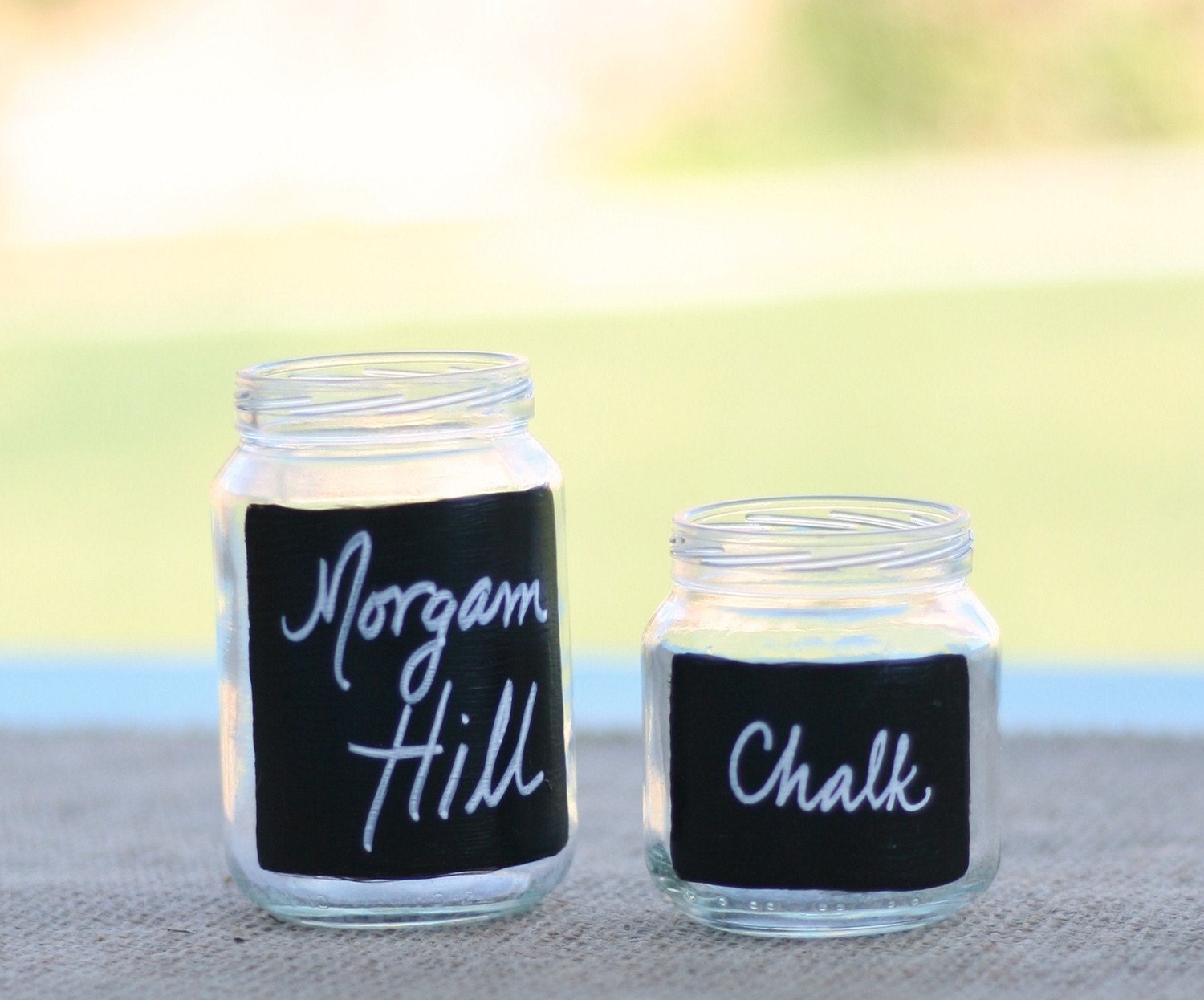 SET of 100 Wedding Place Name Escort Cards Upcycled Glass Jars With Chalkboard Fronts Tea Light Candle Holder Vases