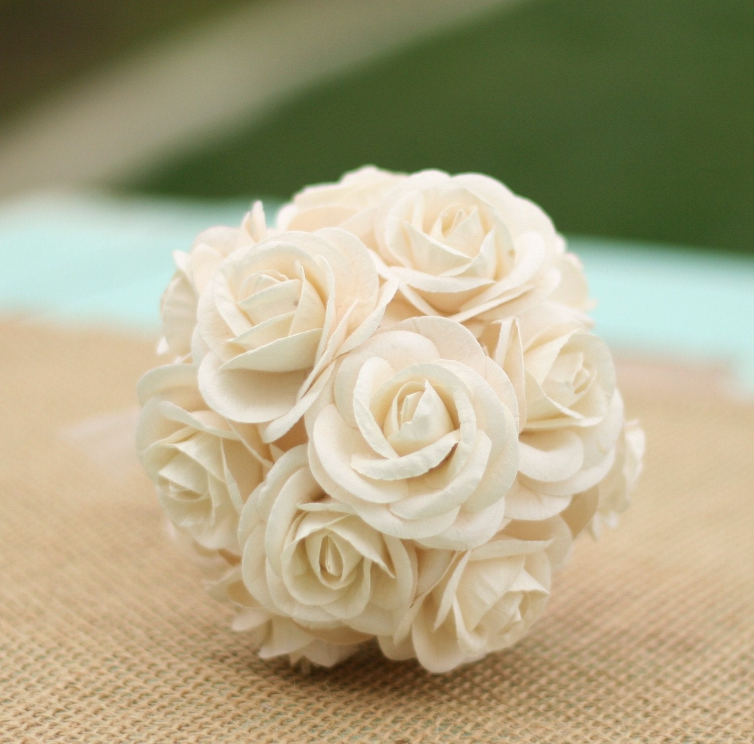 Woodland Romantic Vintage Inspired Ornate Paper Creamy White Ivory Roses Bride Bouquet