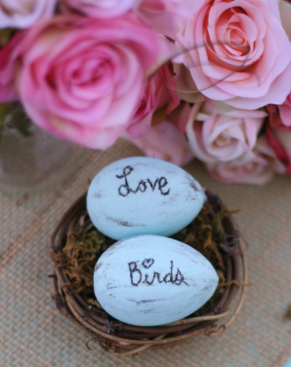 Rustic Cake Topper Bird Nest Love Birds Lovebirds Shabby Chic Wedding Decor