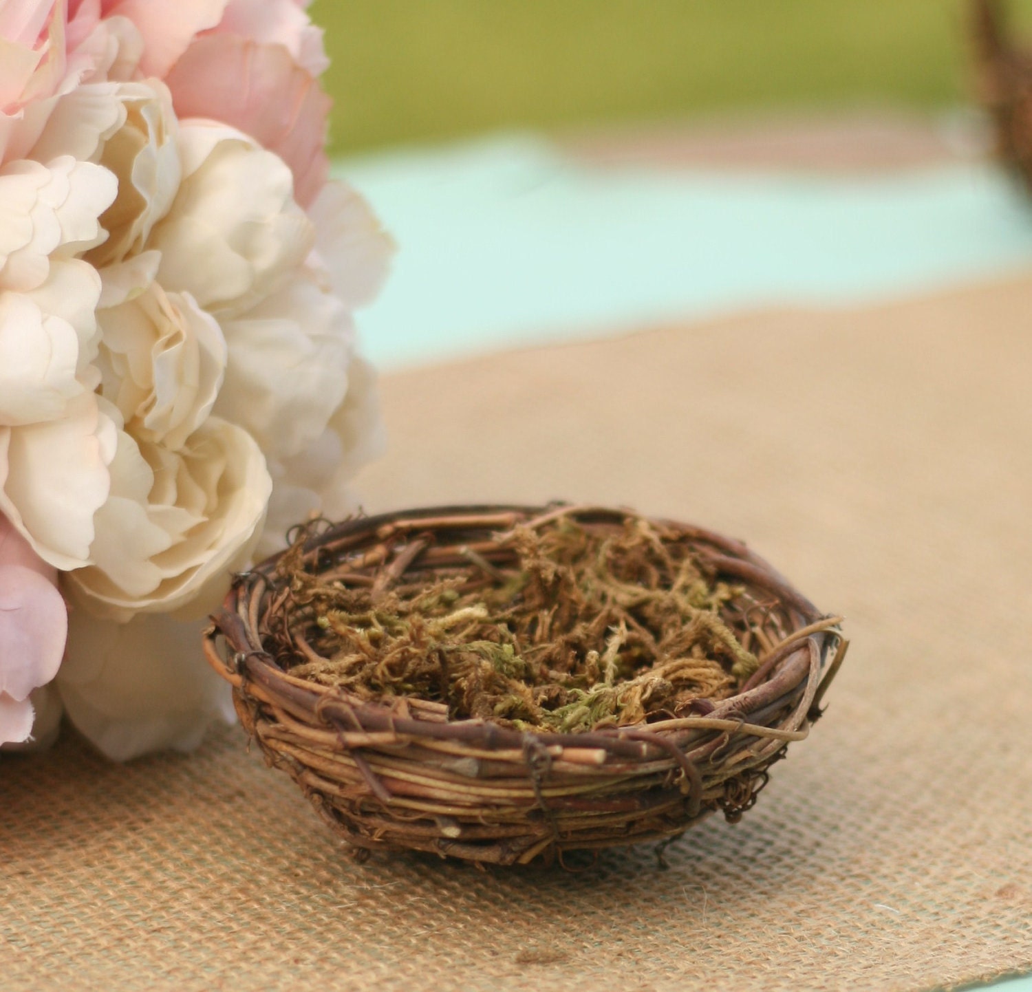 Love Birds Bird Nest Ring Bearer Pillow Shabby Rustic Wedding (item PI10110)
