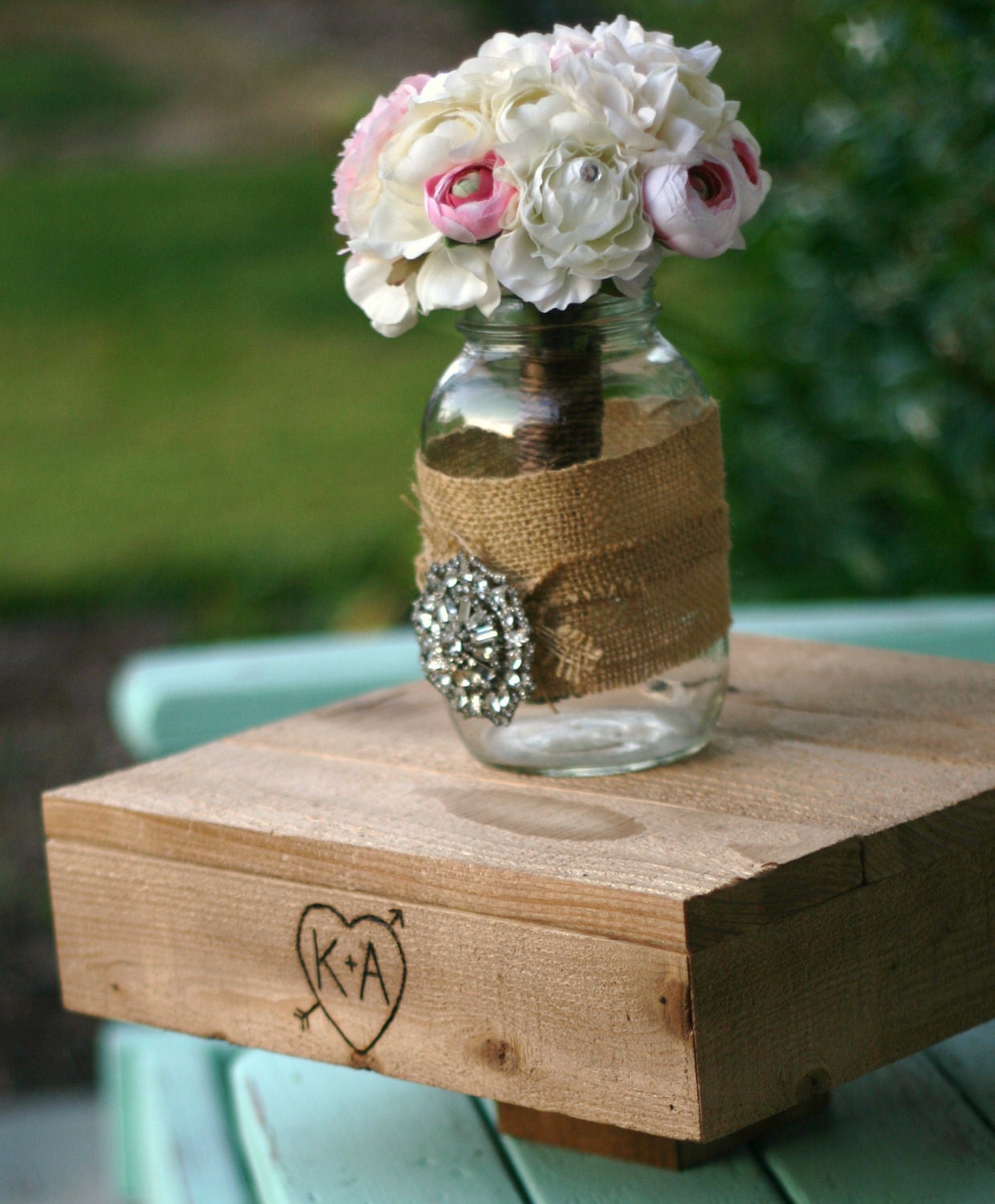 Engraved Custom Medium Cake Stand Rustic Wedding (item E10286)