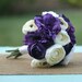 Bride Silk Bouquet Cream Ivory Purple Rustic Chic Wedding (item F10398)