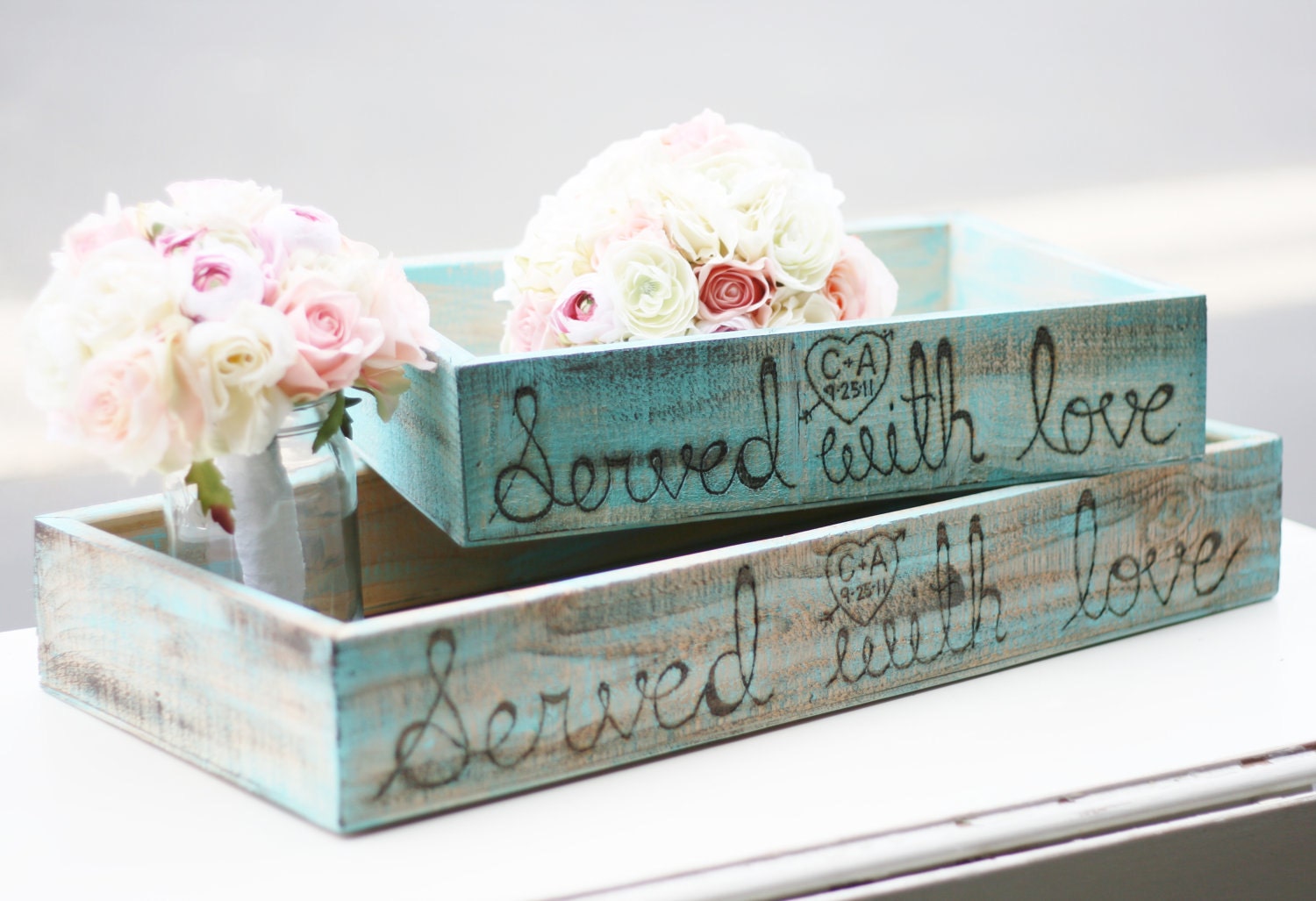 Distressed Barn Wood Served With Love Dessert Buffet Trays (item P10407)