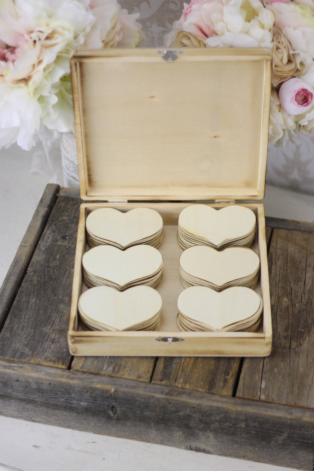 Wood Guest Book Box Rustic Wedding Decor Medium Size (item M10439)