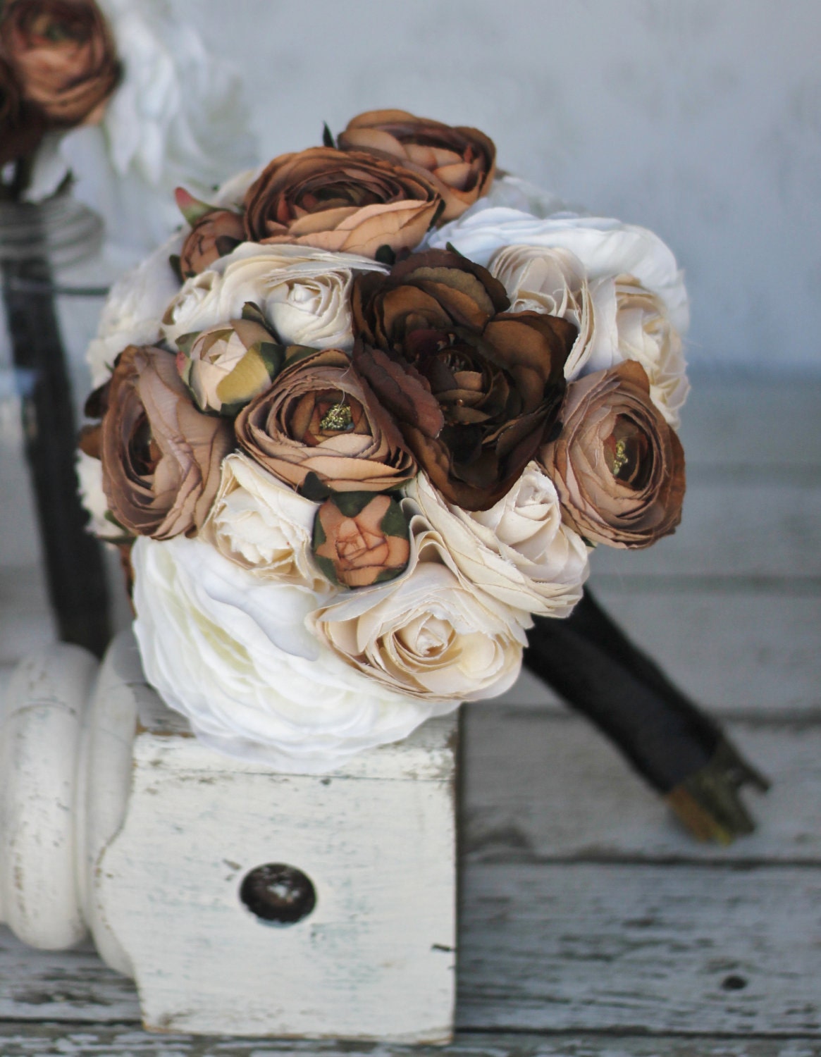 Silk Flower Arrangement Fall Autumn Rustic Chic Home Decor