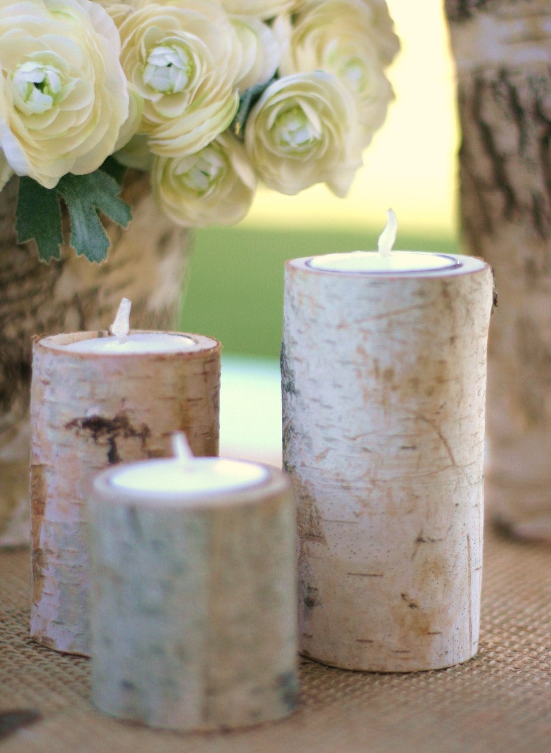 Birch Log Centerpieces