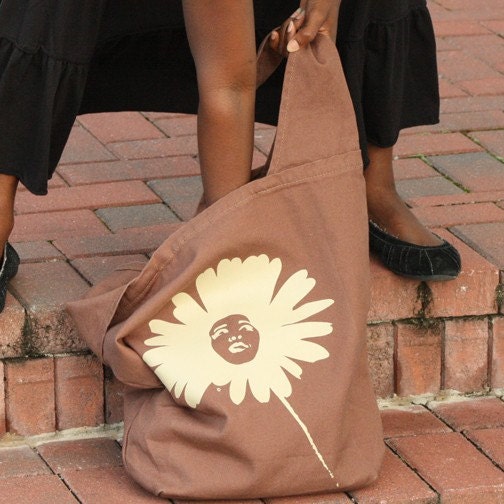 Brown 12 oz. Sling Bag w/Large Tan Swarthy Daisy Logo