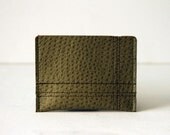 minimalist wallet / card case : brown on green pleather - "off the grid"