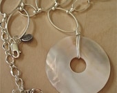 Mother of Pearl Pendant with Large Link Chain Opera Length Necklace