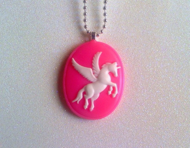 Pink Unicorn Cameo Necklace - SALE