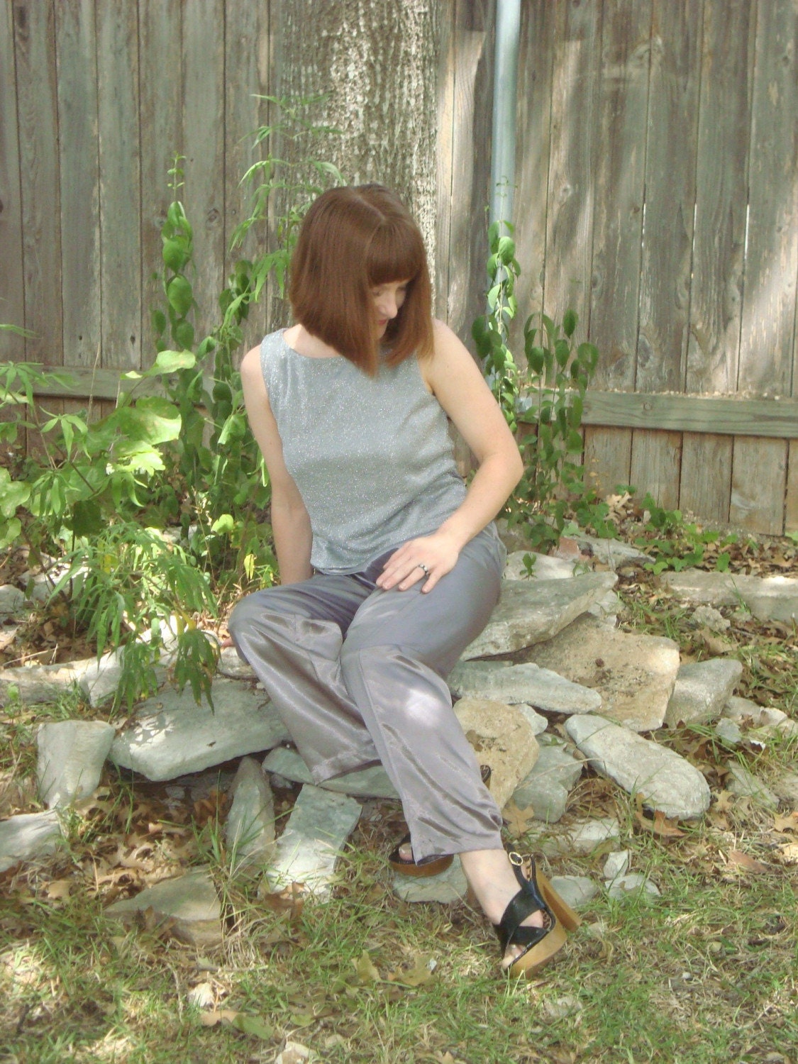 vintage  glam romper jumpsuit Party all night silver nwt
