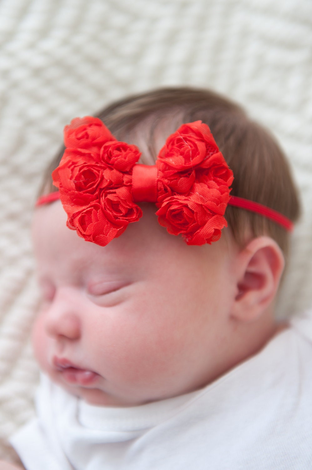 Baby Headband -Red Bow headband - Newborn headband -Toddler Headband - Infant headband- Session prop - Photo session - Skinny Bow  Headband