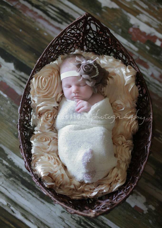 Baby Headband -Newborn headband -Toddler Headband - Infant headband- Session prop  - Brown chiffon flower headband
