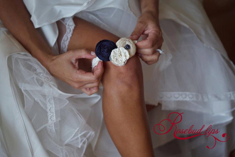 Something NAVY Blue Wedding Garter Set