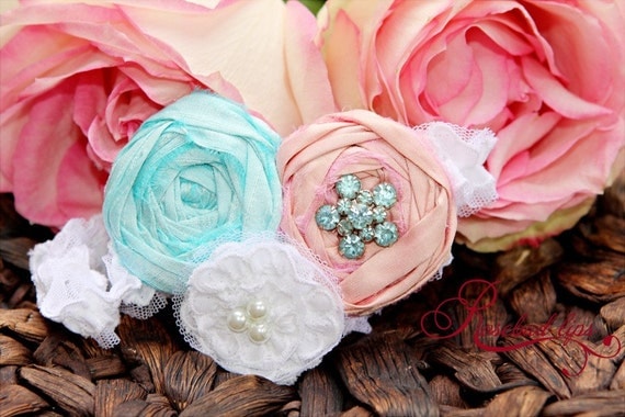Tiffany Blue and Pink Garter (SET)- Perfect gift for bride-to-be- Choose your own 2 wedding colors