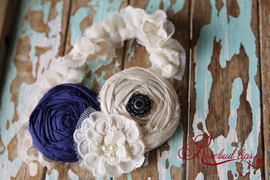 Old, New, Borrowed, Blue Wedding Garter in Sapphire Dusk SET (with toss garter)- perfect for brides to be
