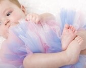 Tiniest Cotton Candy Tutu For Newborns - A 7 inch Tutu by Cuddlehugs With Free Coordinating Flower Clip - Infants