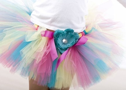 Carousel Confetti Tutu - An 8 inch Tutu by Cuddlehugs With Free Coordinating Flower Clip