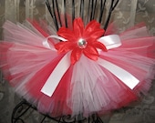 Tiniest Cherry Vanilla Tutu - by Cuddlehugs With Free Coordinating Flower Clip - Newborns Infants