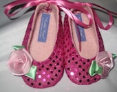 Sweet Francesca Hot Pink Sparkle Baby Shoes - Ballet Style With Hot Pink Ankle Ties For Infants And Toddlers