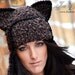 Dark Brown Kitty Cat Hat With Ear flaps-Crocheted For Adult Size- made to ORDER