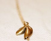 Gold Fortune Cookie Necklace