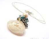 Solar Quartz Necklace, Sapphire, Apatite, Citrine, Moss Aquamarine, Pearl - Solange