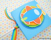 Airplane Lollipop Favors, Blue and Orange, Set of Ten